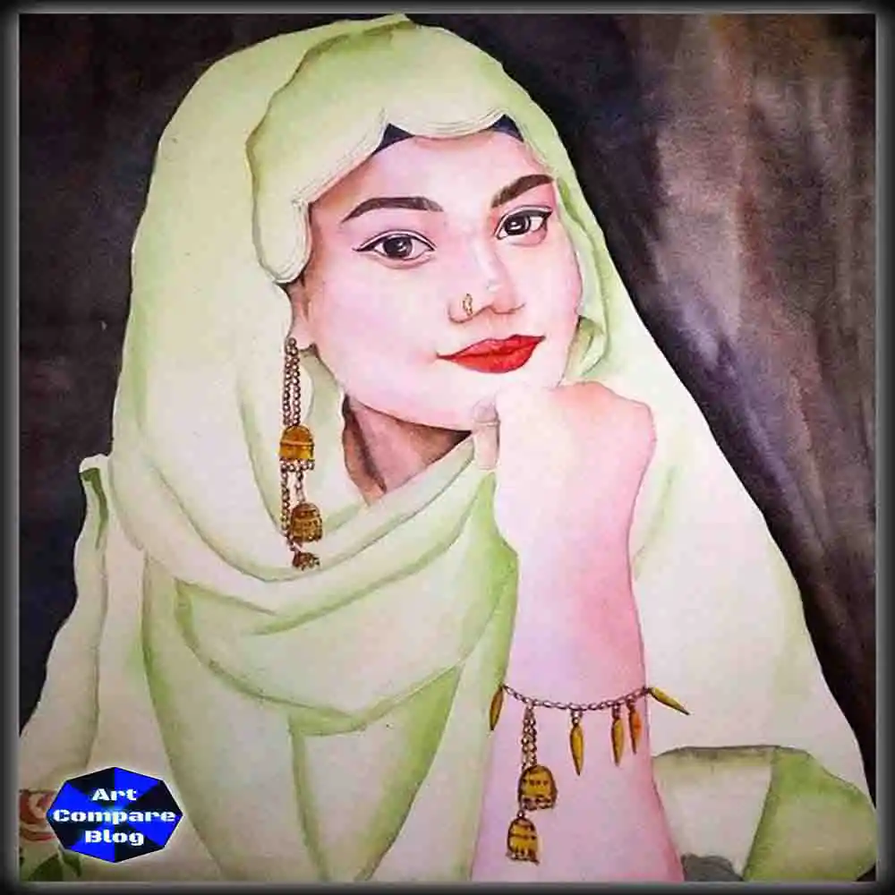 Beautiful Girl Portrait Drawing-Handmade Artwork in Traditional Style