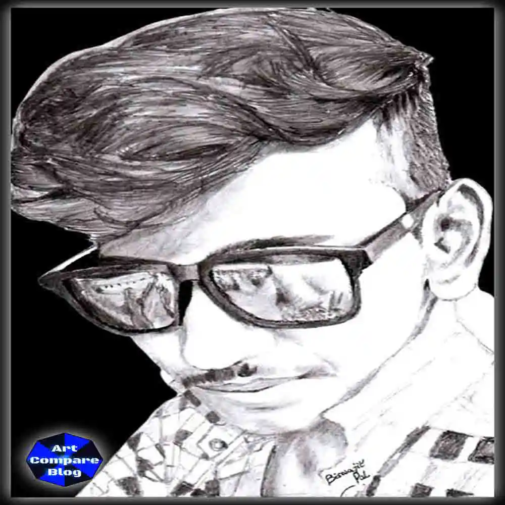 Stylish Man Pencil Sketch with Glasses