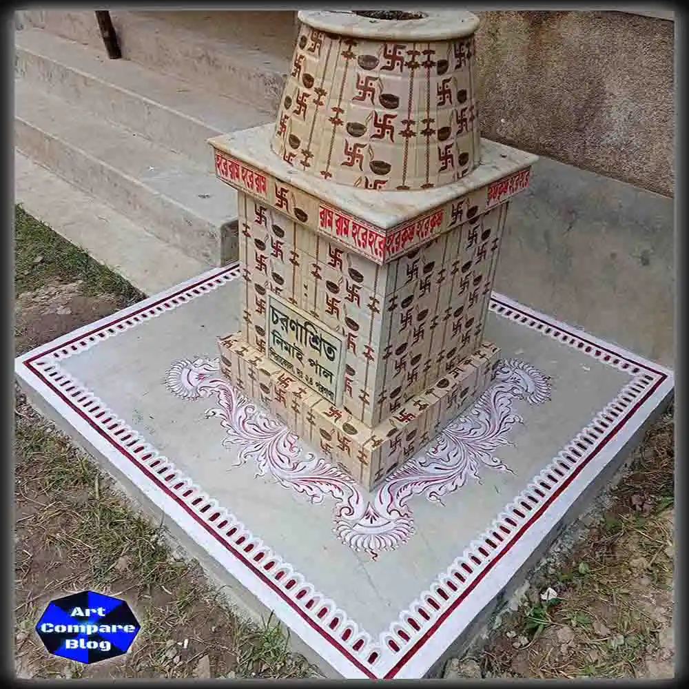 Traditional Tulsi Vrindavan with Sacred Hindu Symbols