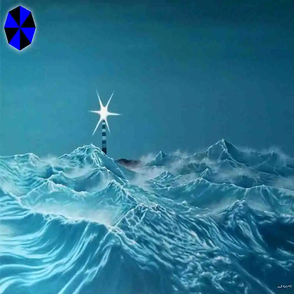 Shining Lighthouse Amid Stormy Waves