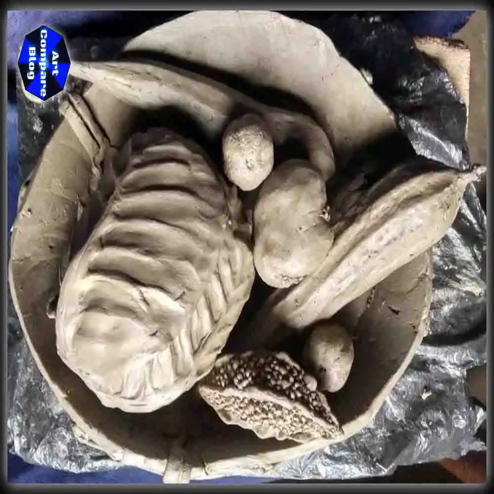 Handmade Clay Vegetable Art in Traditional Basket