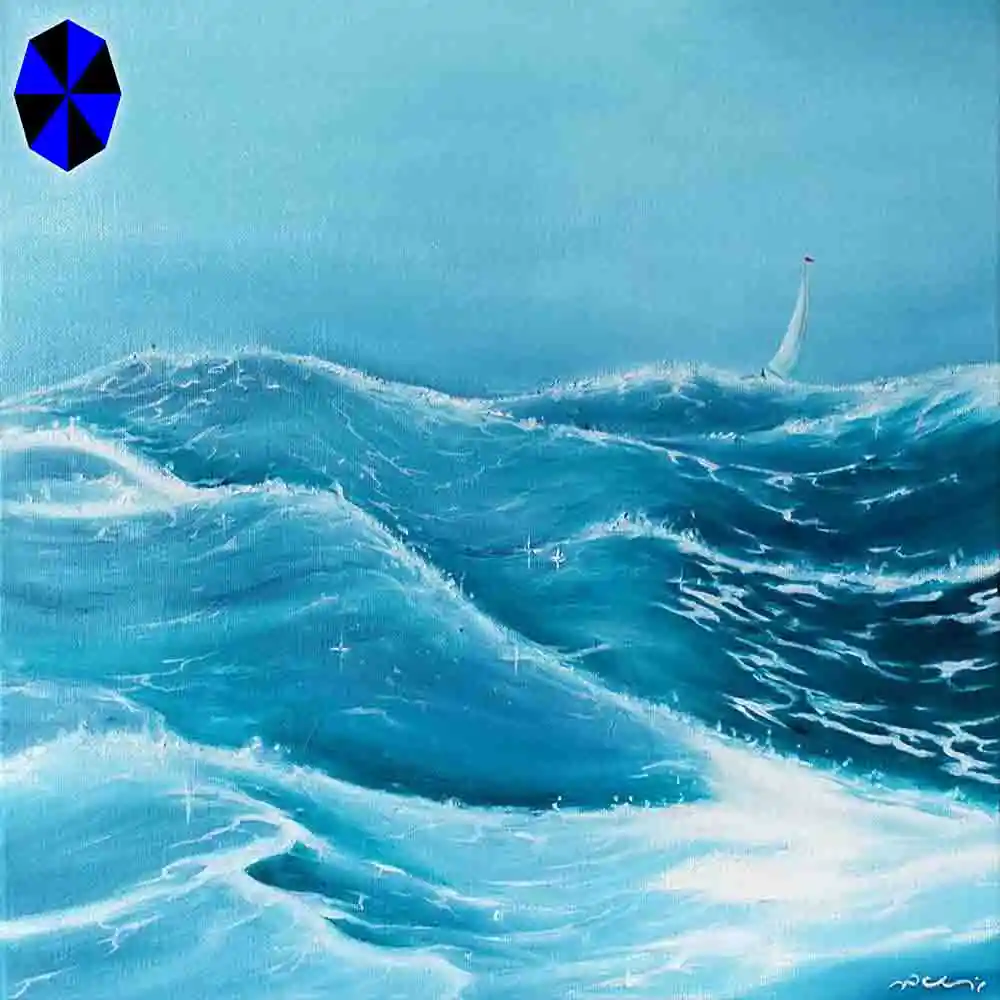 Tranquil Ocean Waves with Sailboat