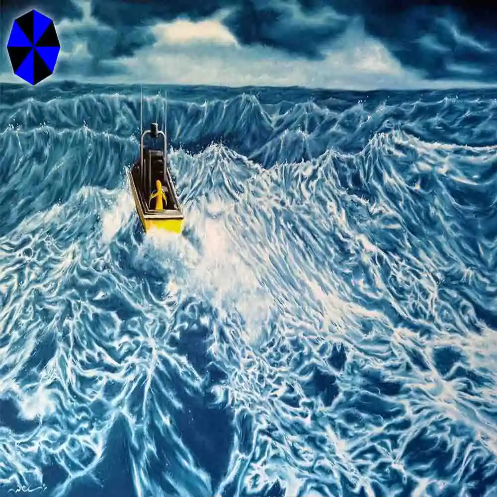 Stormy Ocean Waves with Boat