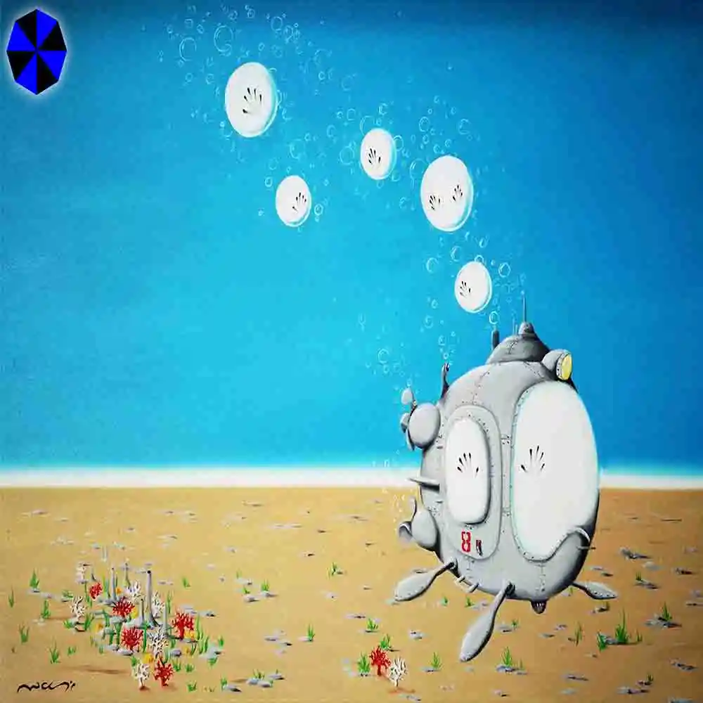 Underwater Submarine with Air Bubbles