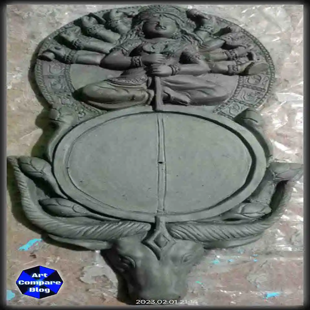 Durga Maa Relief Sculpture-Goddess Slaying Mahishasura Carving