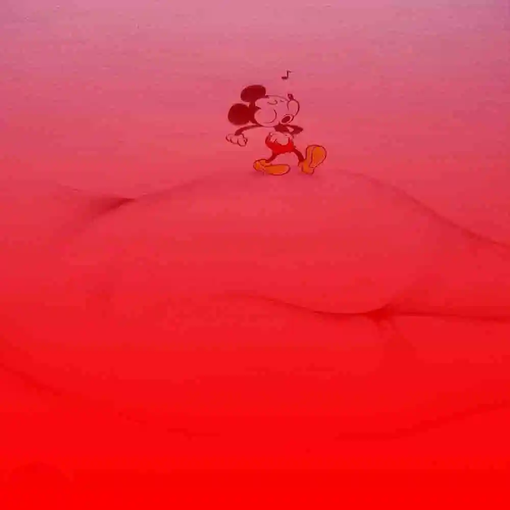 Mickey Mouse Walking on Artwork