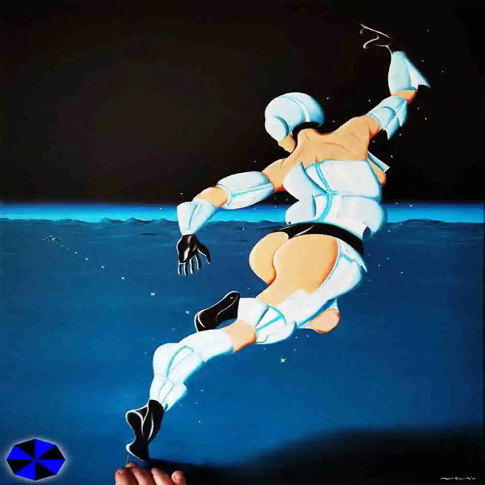 Futuristic Robot Running Into Space