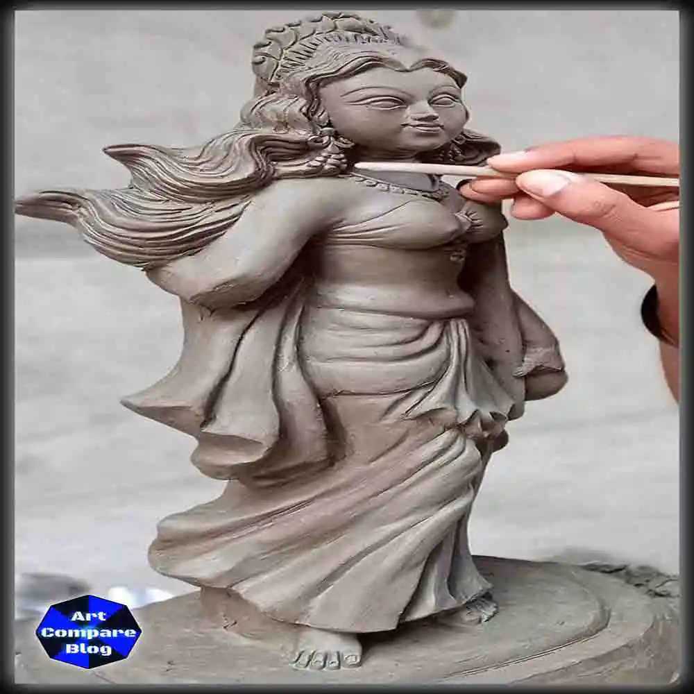 Handmade Clay Sculpture of a Goddess in Progress