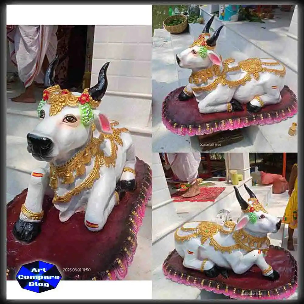 Sacred Nandi Bull Idol-Traditional Temple Décor Statue