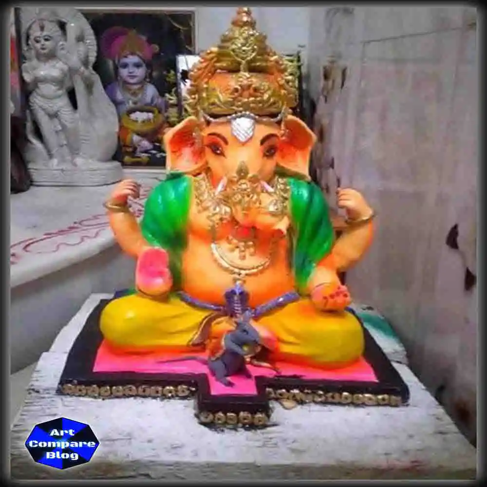Traditional Lord Ganesha Idol-Vibrant Ganpati Murti for Festive Décor
