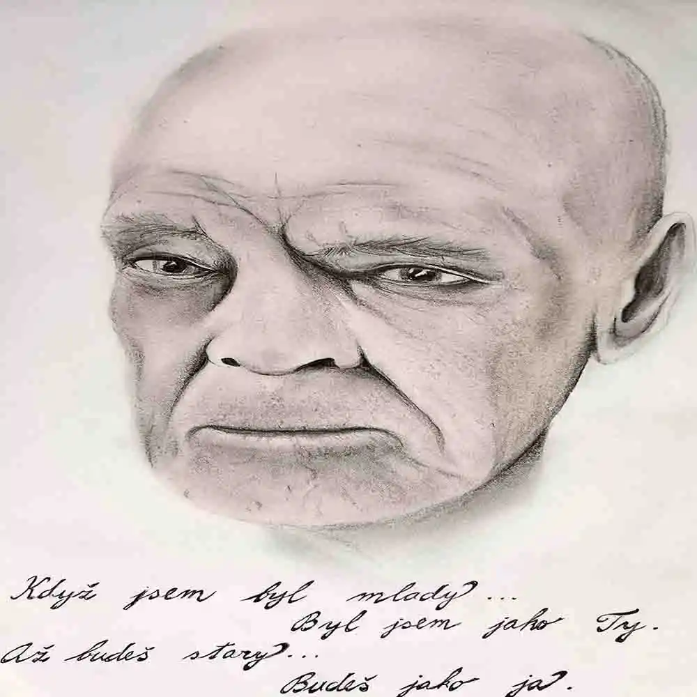 Realistic Sketch of Elderly Man