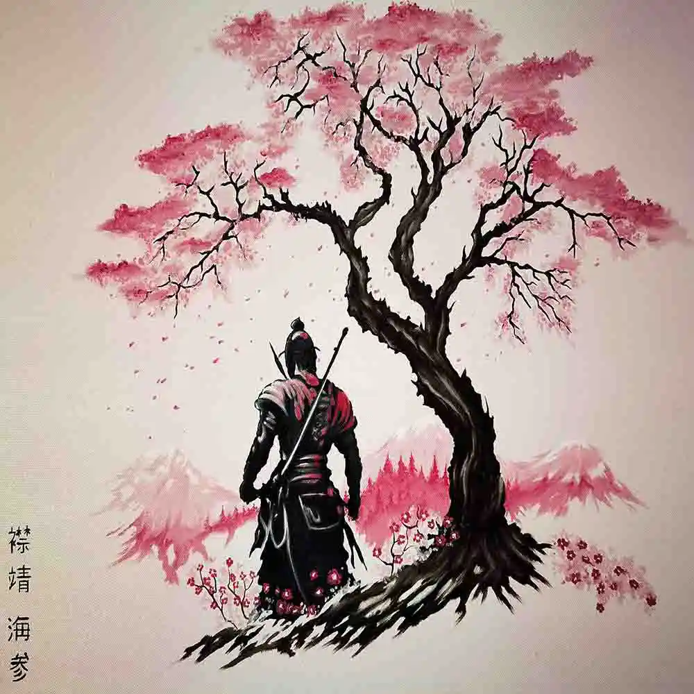 Samurai Under Sakura Tree Artwork