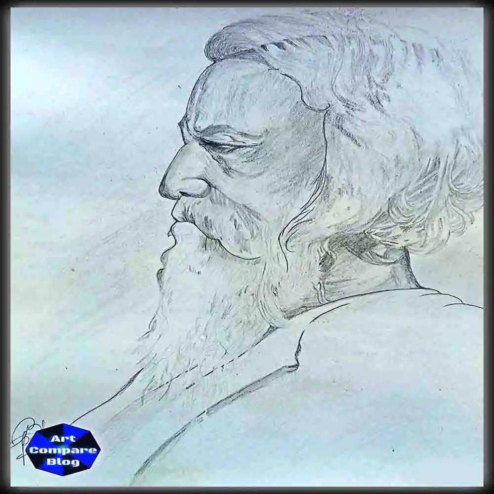 Pencil Sketch of Bearded Man