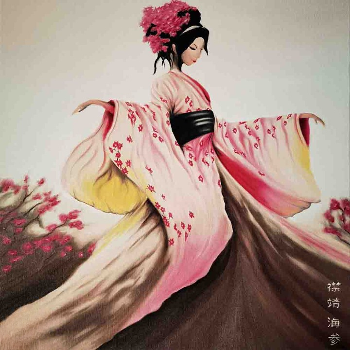 Elegant Japanese Geisha Kimono Art