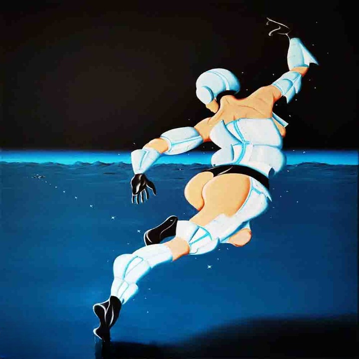 Futuristic Robot Running Into Space