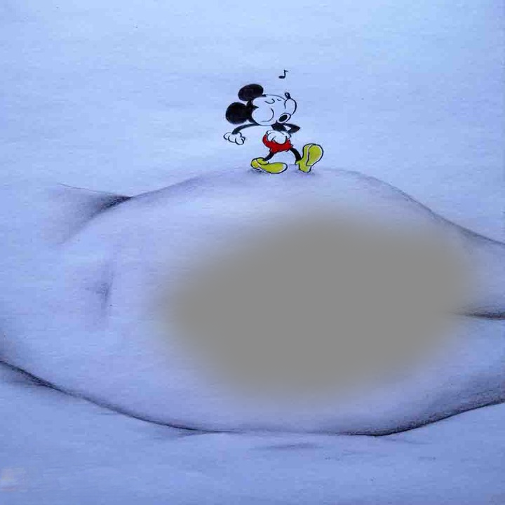 Mickey Mouse Walking on Artwork