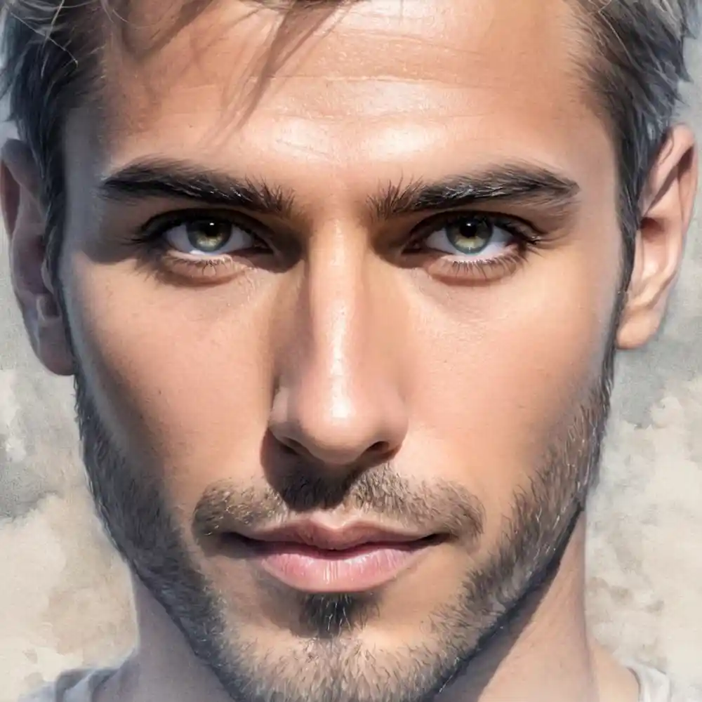 Graphite Sketch Of Male Face Close-Up