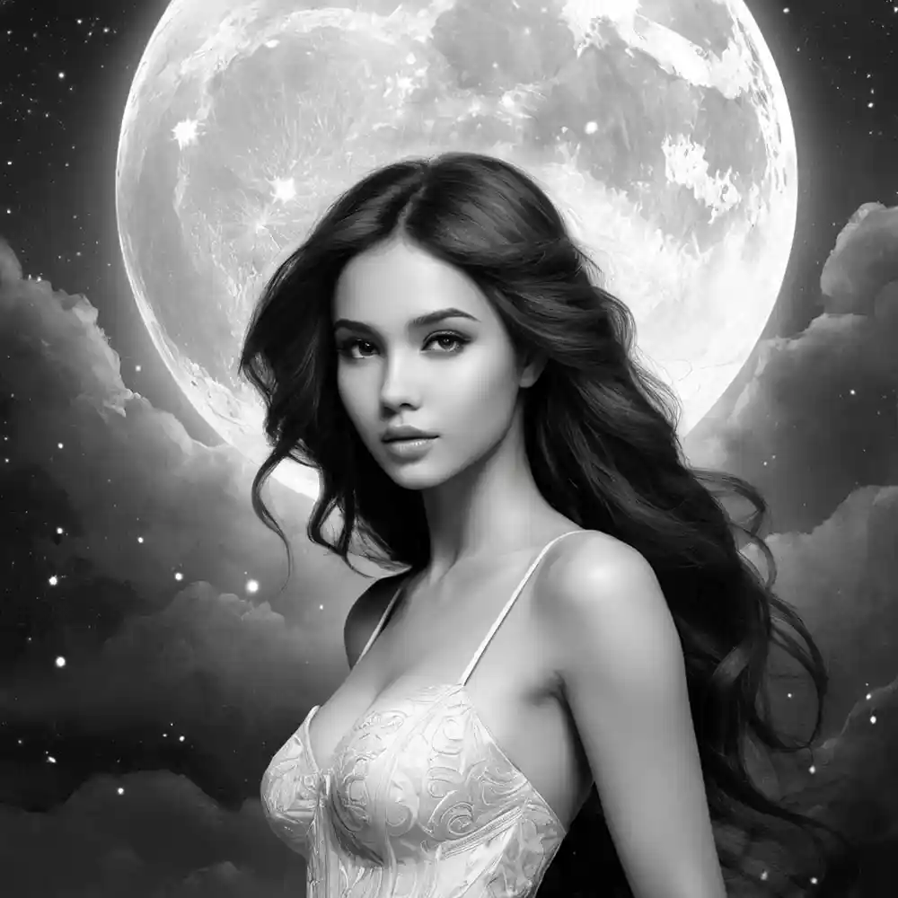 Black And White Female Sketch Illustration