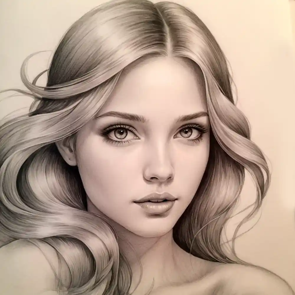 Graphite Drawing Portrait Realistic Handmade