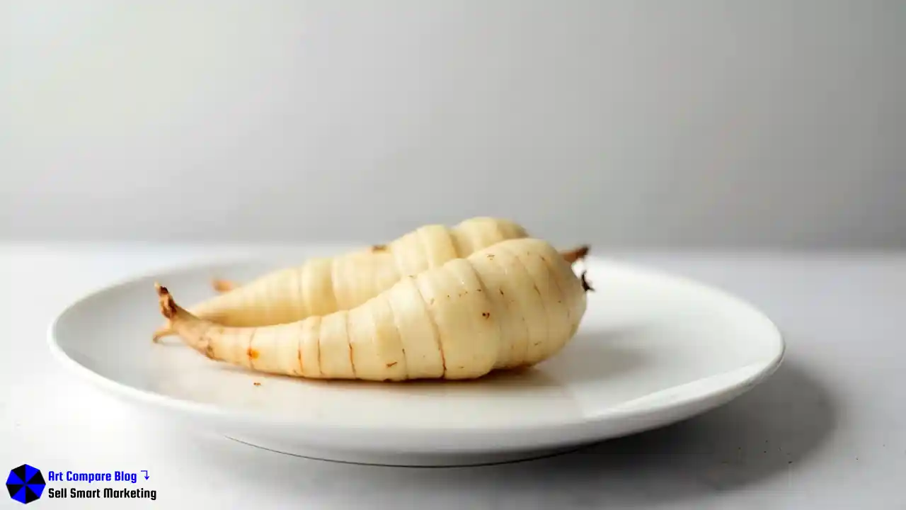 Single Raw Parsnip Minimalist Food Image