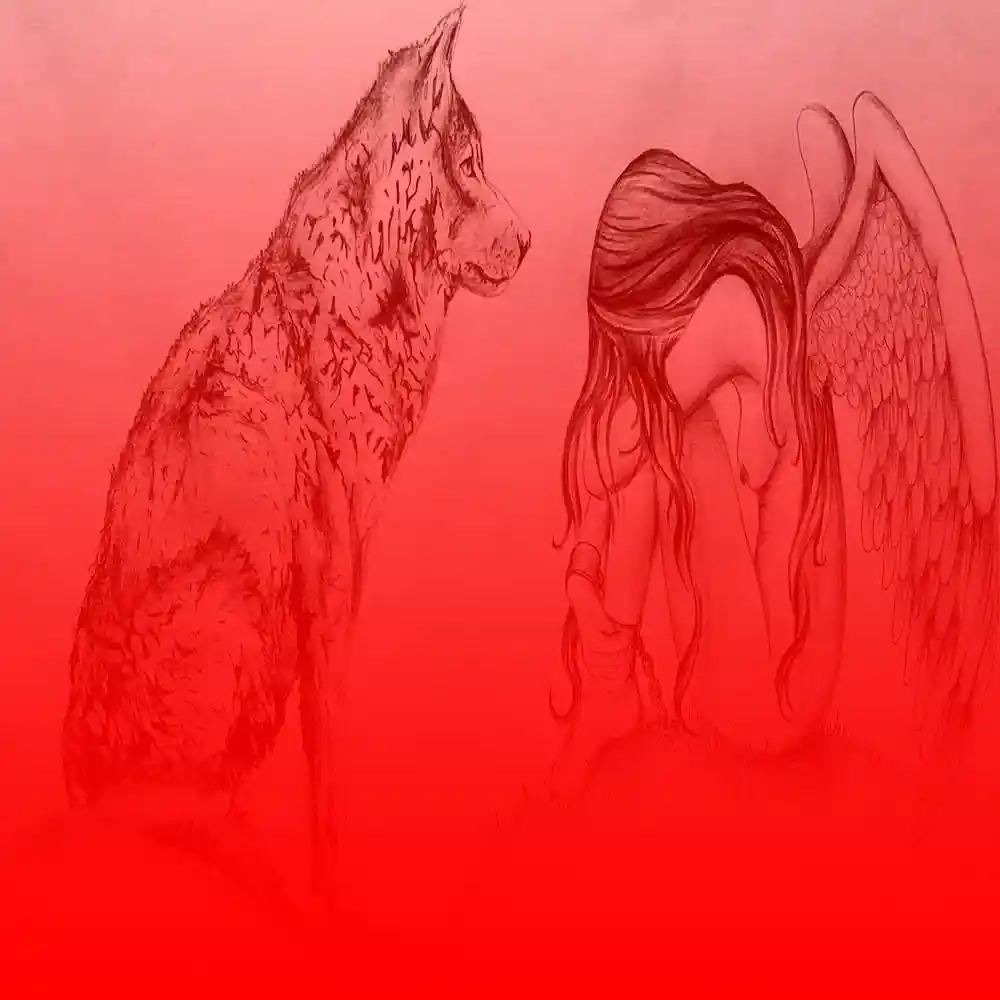 Angel and Wolf in Sketch
