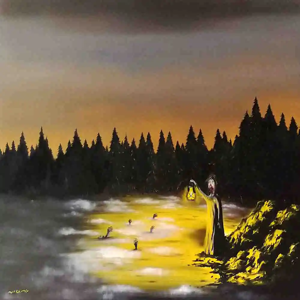 Mystical Lantern in Haunted Forest