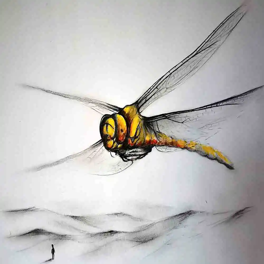 Giant Dragonfly Surreal Artwork Scene