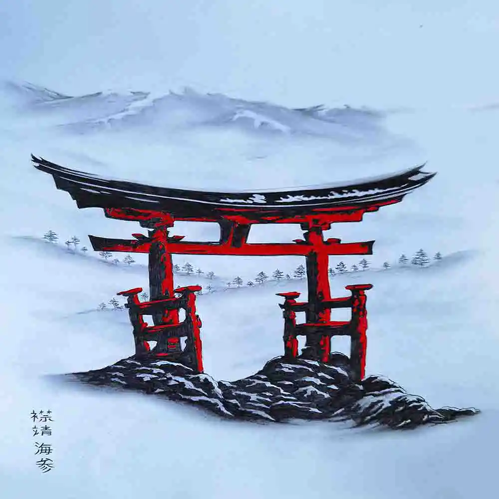 Red Torii Gate in Mist