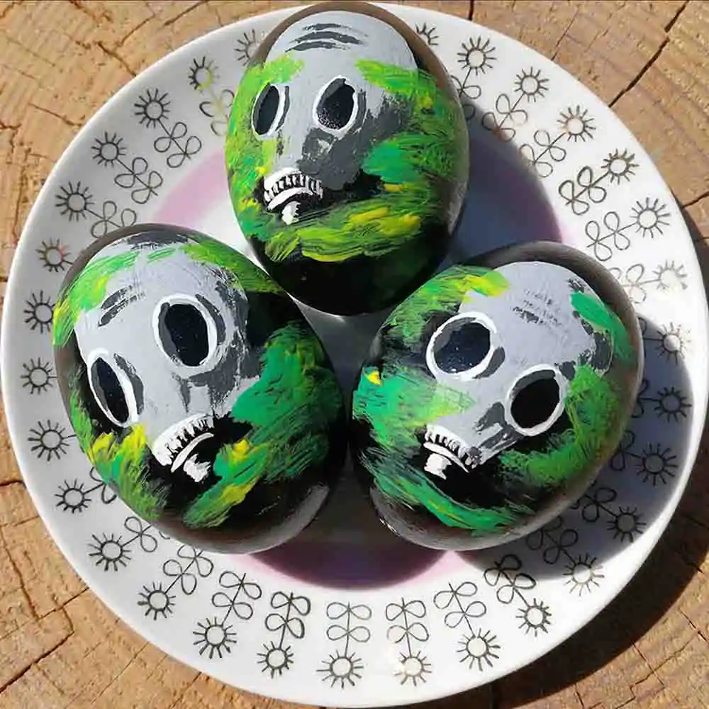 Hand-Painted Gas Mask Easter Eggs
