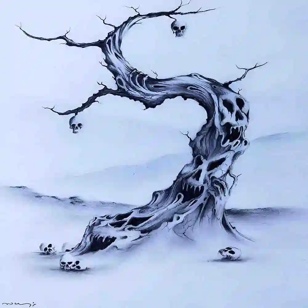 Haunting Dark Fantasy Skull Tree