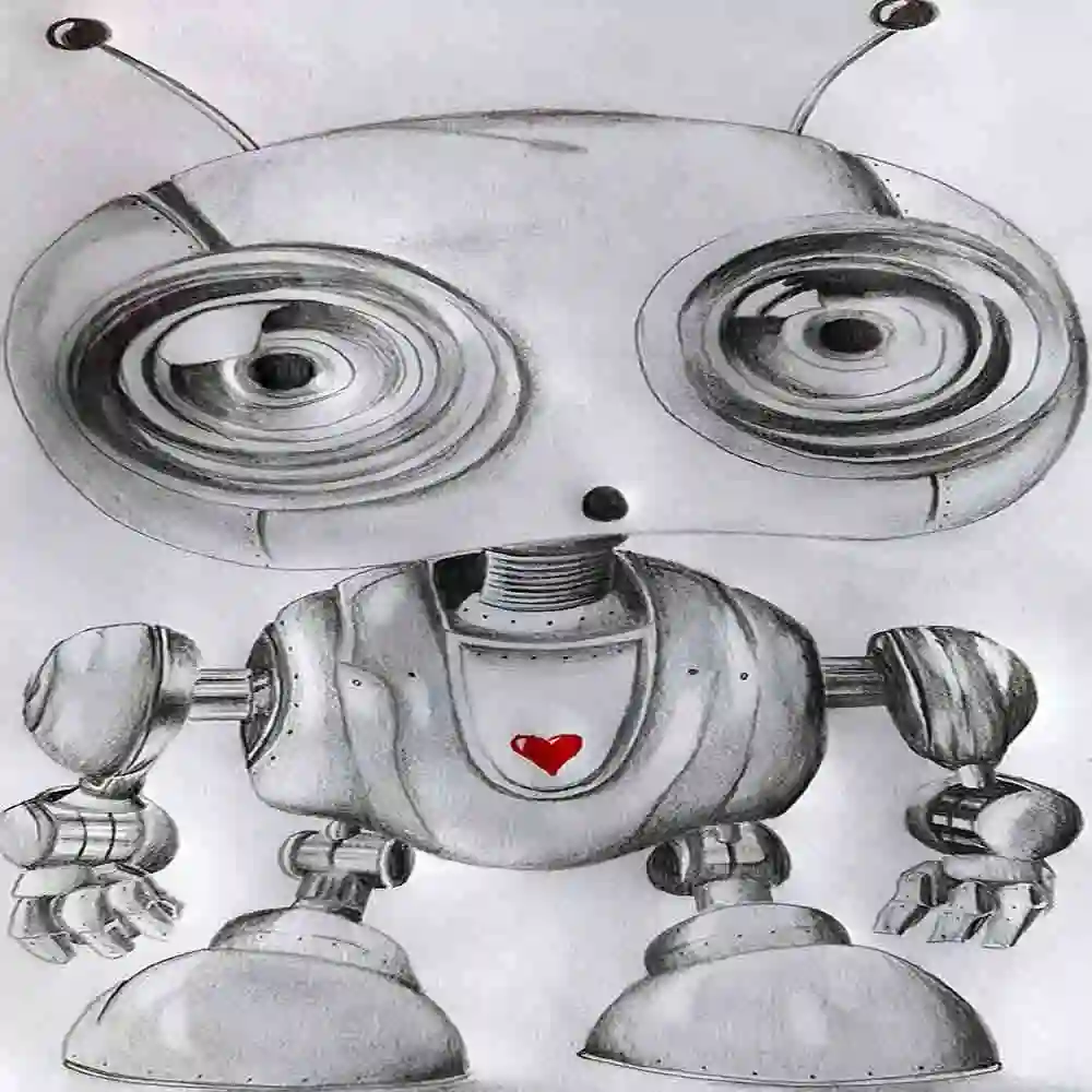 Cute Robot with Red Heart