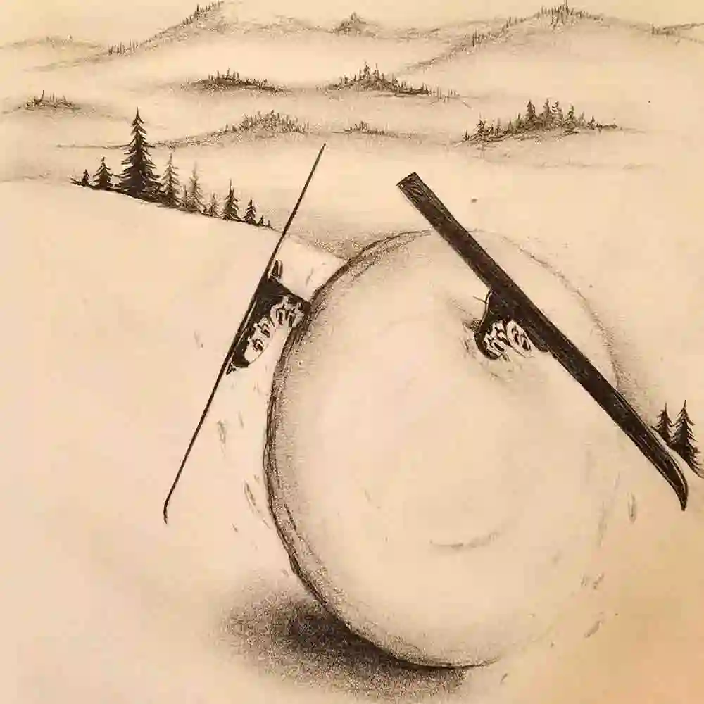 Funny Snowball Skiing Winter Art