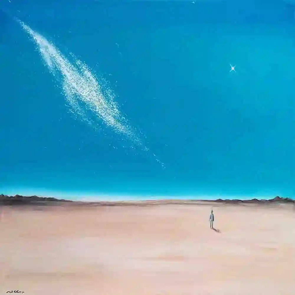 Lonely Figure Under Cosmic Sky