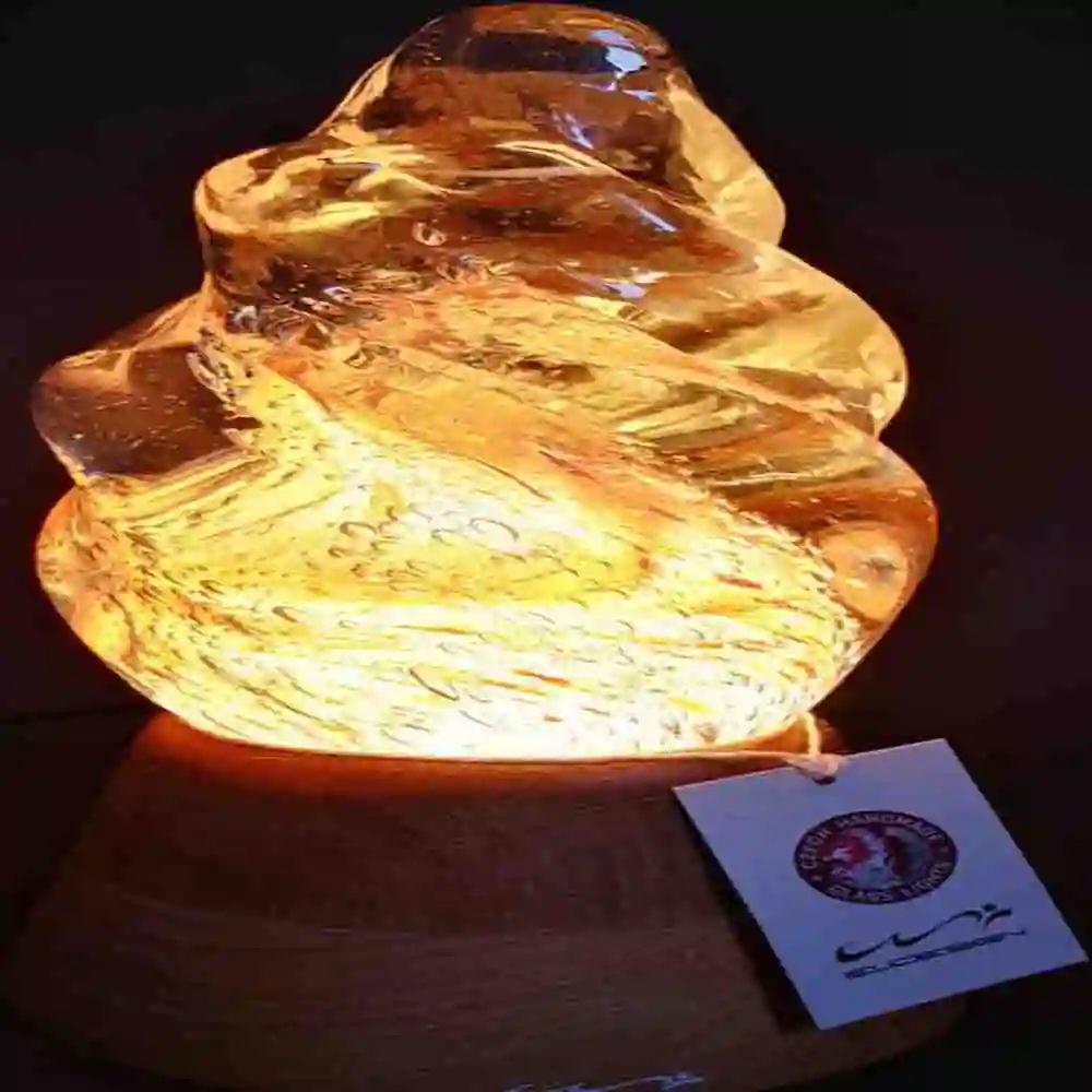 Golden Swirl Glass Art Lamp