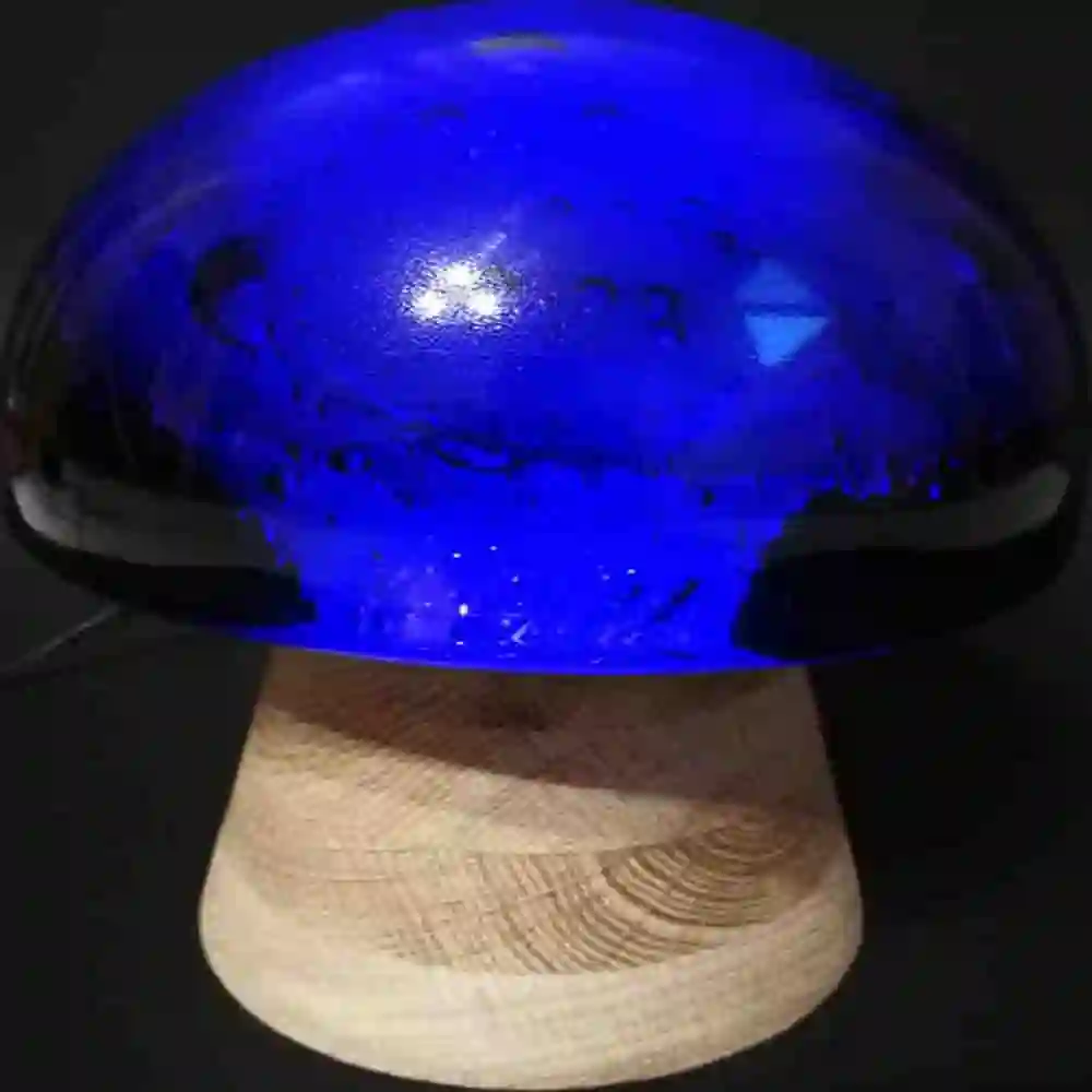 Blue Glass Mushroom Table Lamp