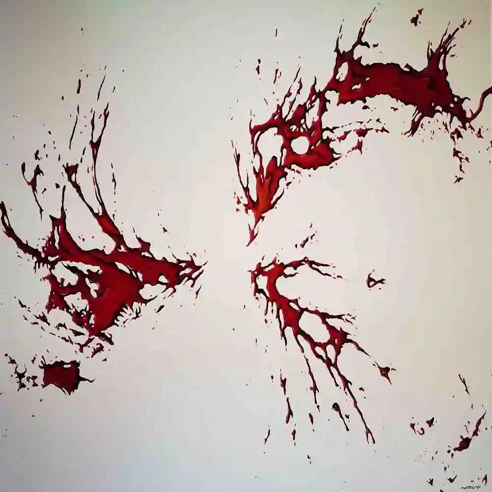 Abstract Red Ink Splash Art