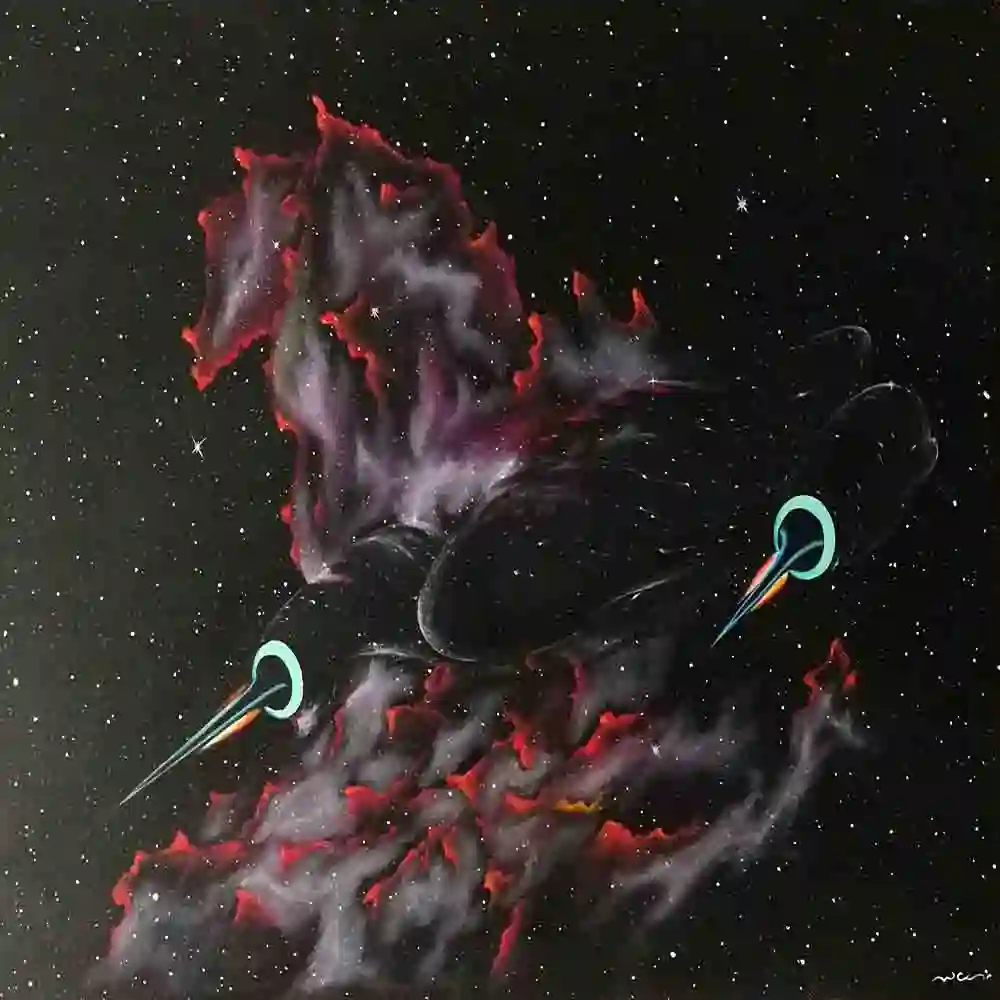 Cosmic Nebula With Futuristic Spacecraft