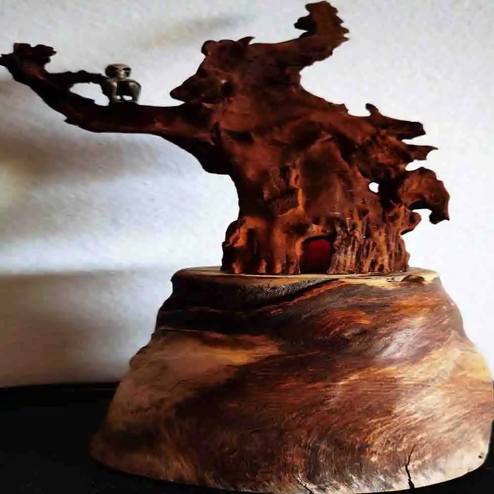Wooden Tree Sculpture with Owl