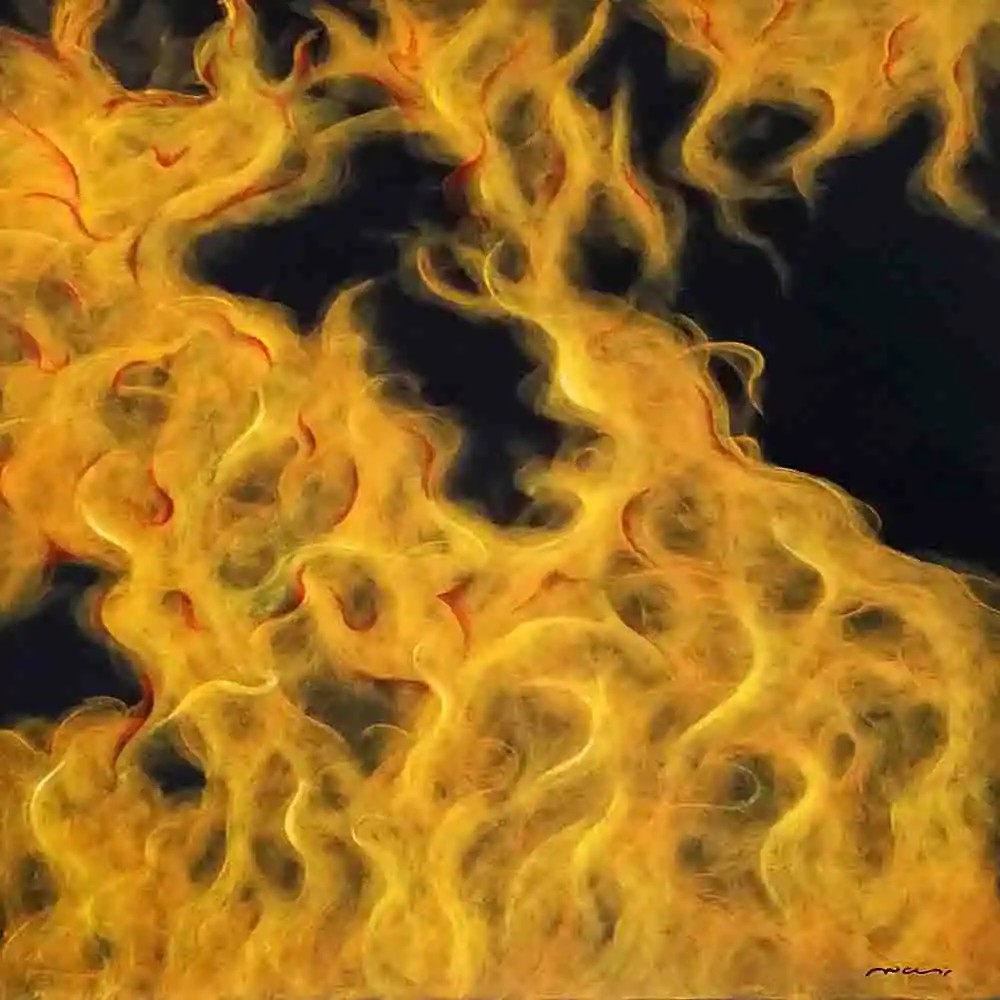 Bright Yellow Flames on Black