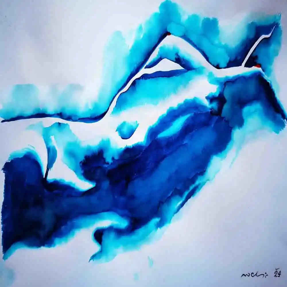 Abstract Blue Waves of Emotion