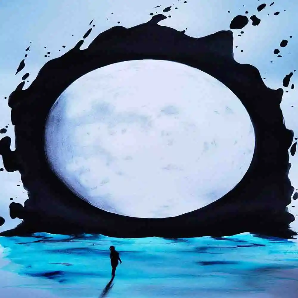 Lone Wanderer Beneath Cosmic Moon