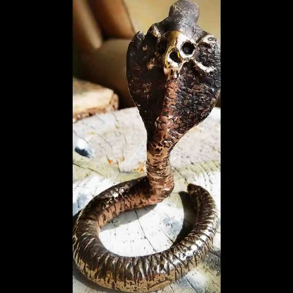 Bronze Skull Cobra Snake Sculpture