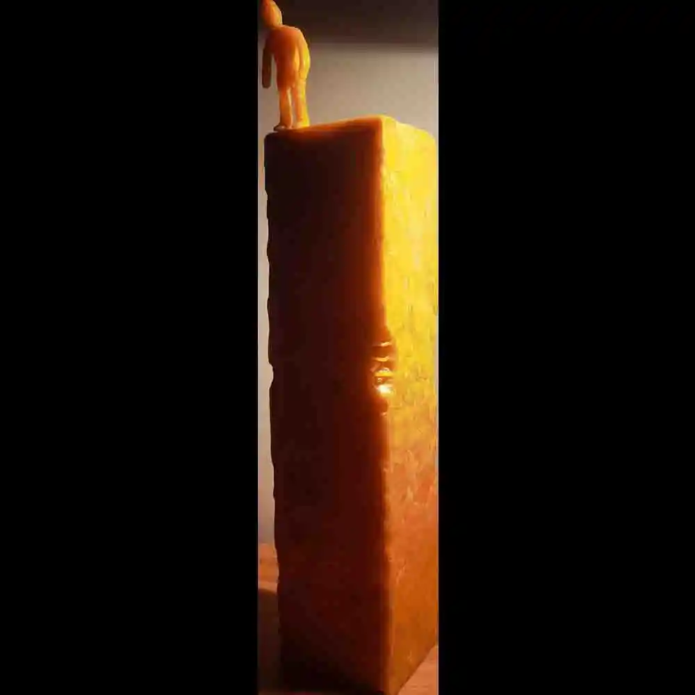 Lonely Figure on Tall Block