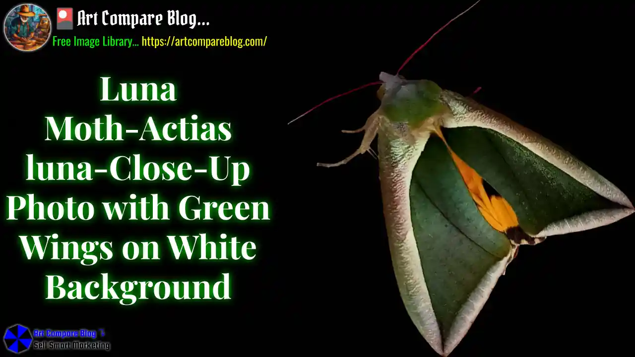 Luna Moth-Actias luna-Close-Up Photo with Green Wings on White Background