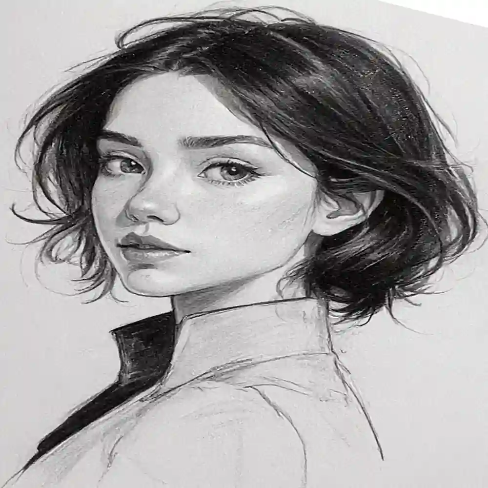 Realistic girl sketch with artistic detail