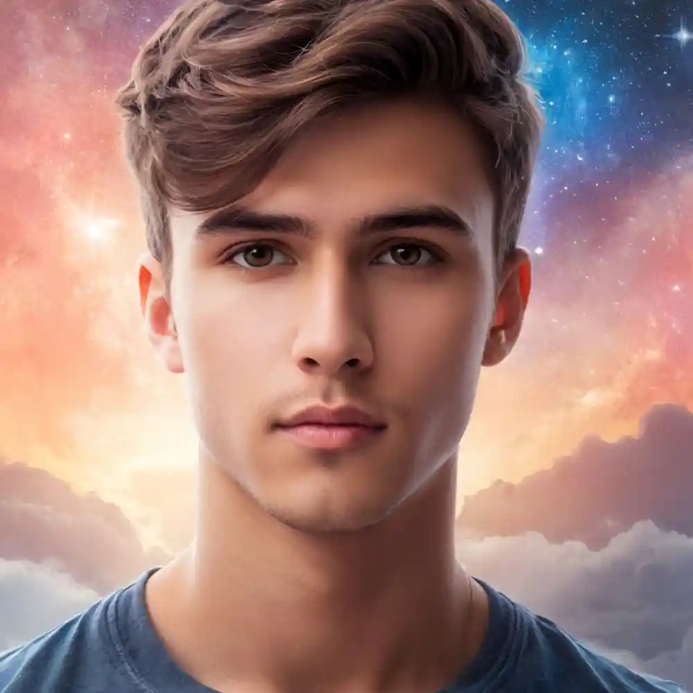 Half-Face Portrait Drawing Of A Young Man