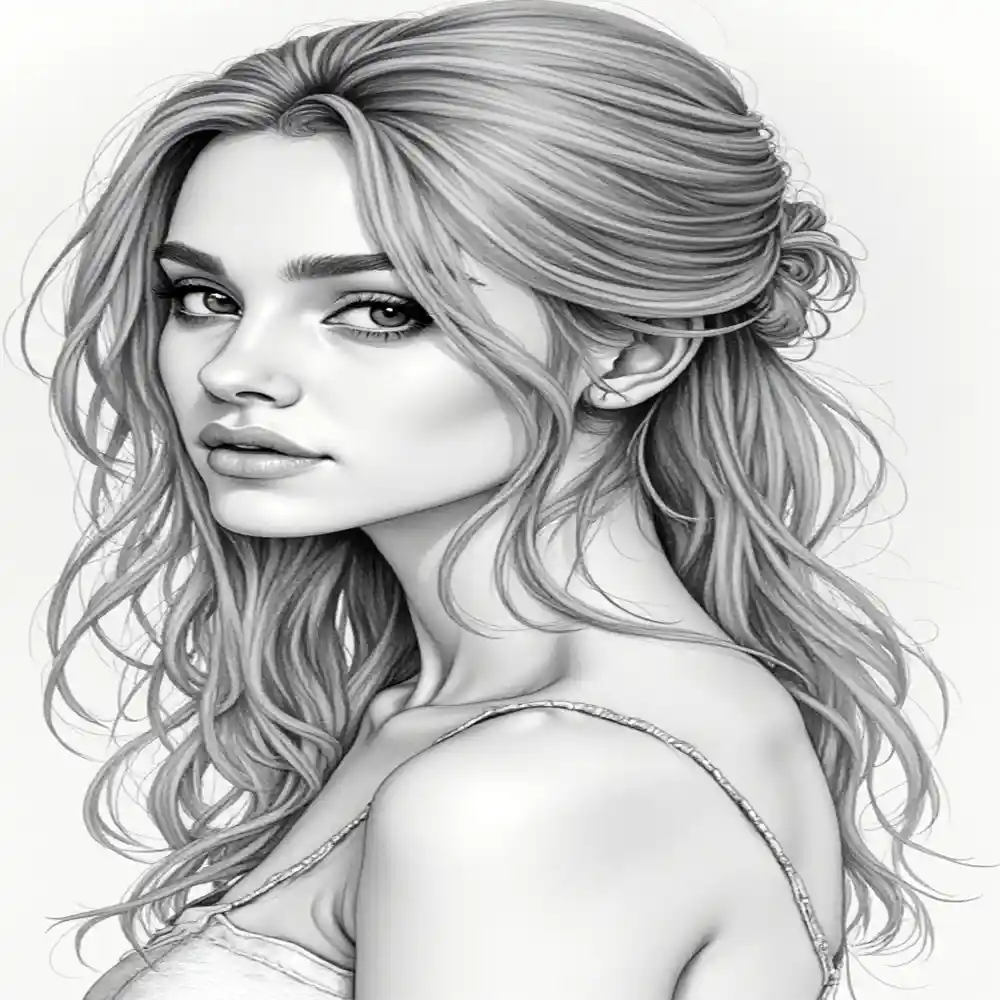 Realistic Woman Pencil Sketch-0032