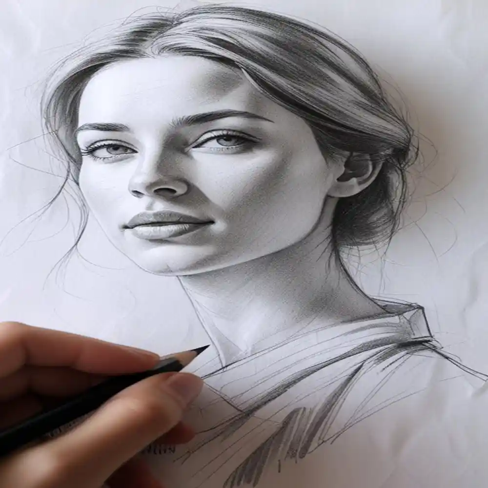 Realistic Woman Pencil Sketch-0034