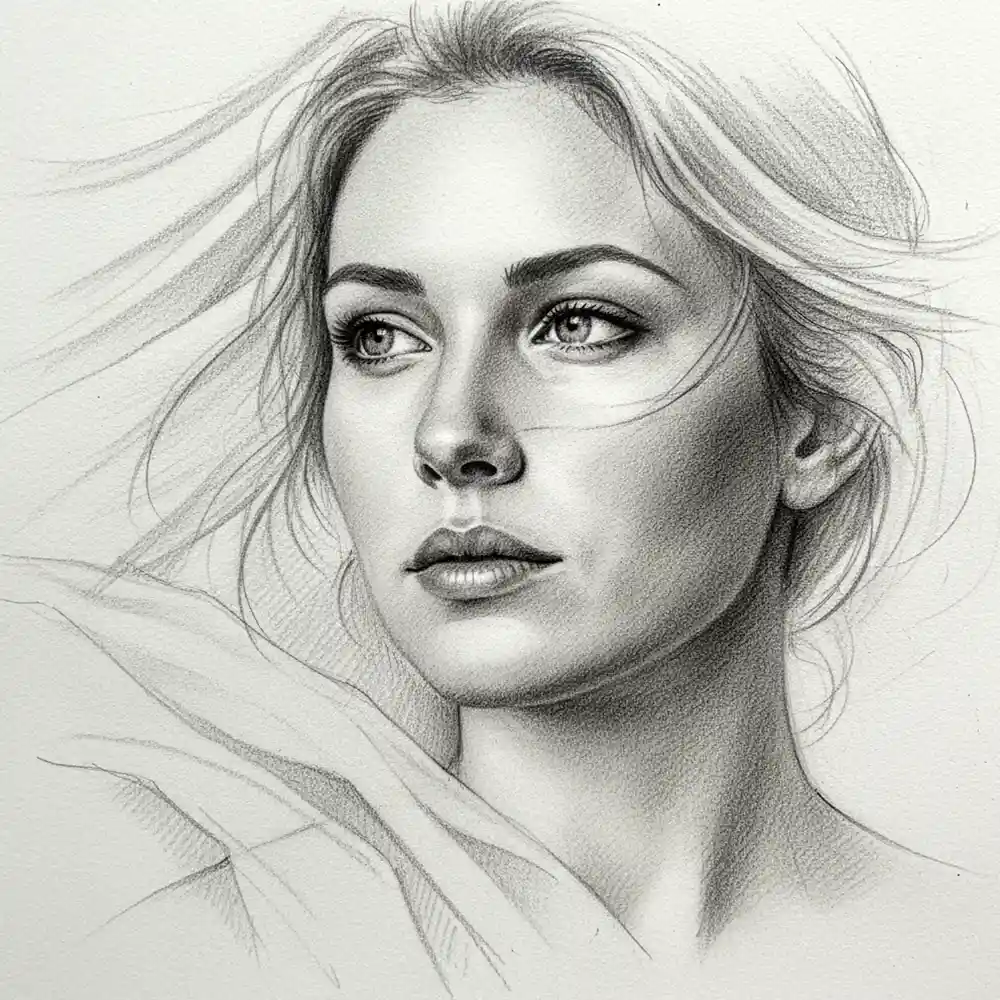Realistic Woman Pencil Sketch-0039