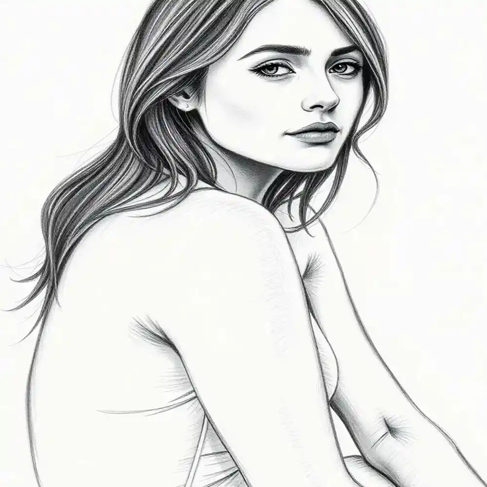 Realistic Woman Pencil Sketch-0042